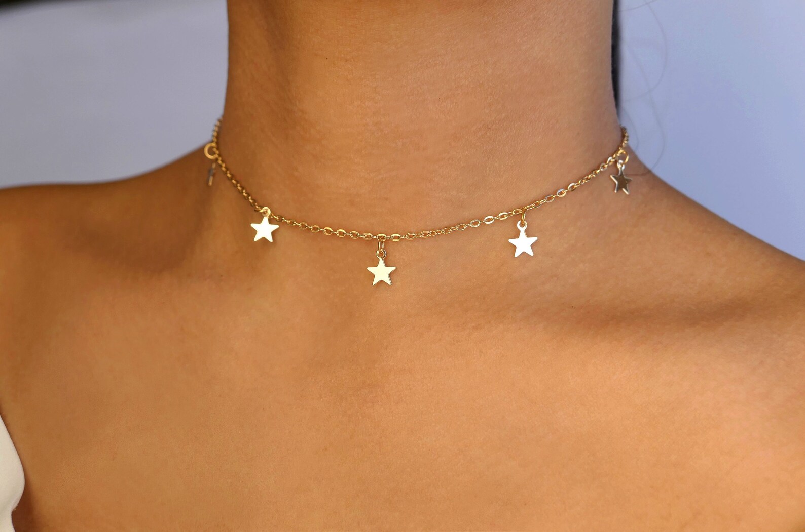 Gold Star Choker / Star Charm Choker / Dainty Star Choker / Etsy