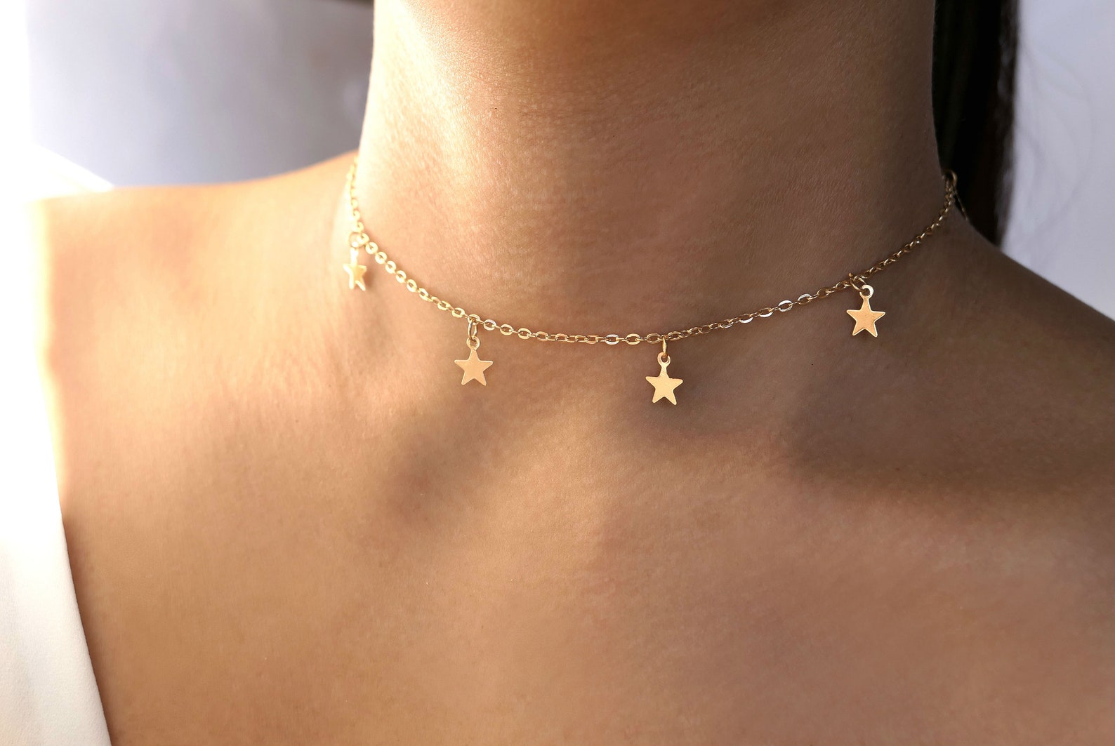 Gold Star Choker / Star Charm Choker / Dainty Star Choker / Etsy
