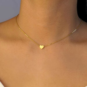 gold stainless steel heart necklace / tiny gold heart necklace / dainty gold heart pendant / rose gold heart necklace /silver heart necklace