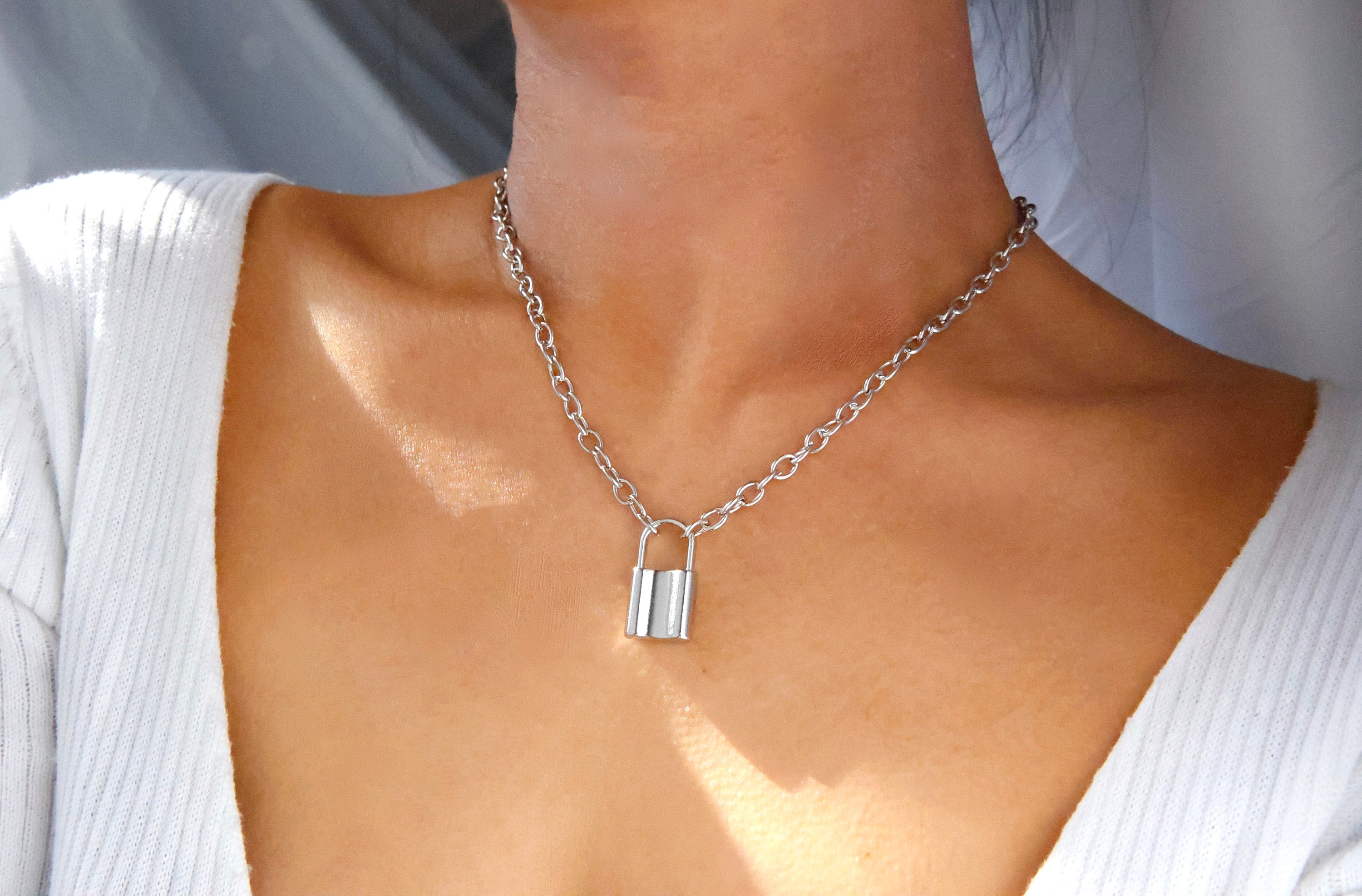 COLDFRAME☆COLORLESS PADLOCK SILVER NECKLACE COLORLESS PADLOCK SILVER NECKLACE