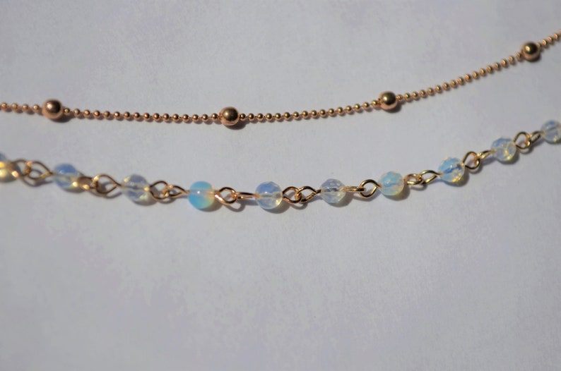 opal beaded choker / opal choker / dainty opal choker / opalite stone necklace / opal bead necklace / opal stone choker / opalite choker image 4