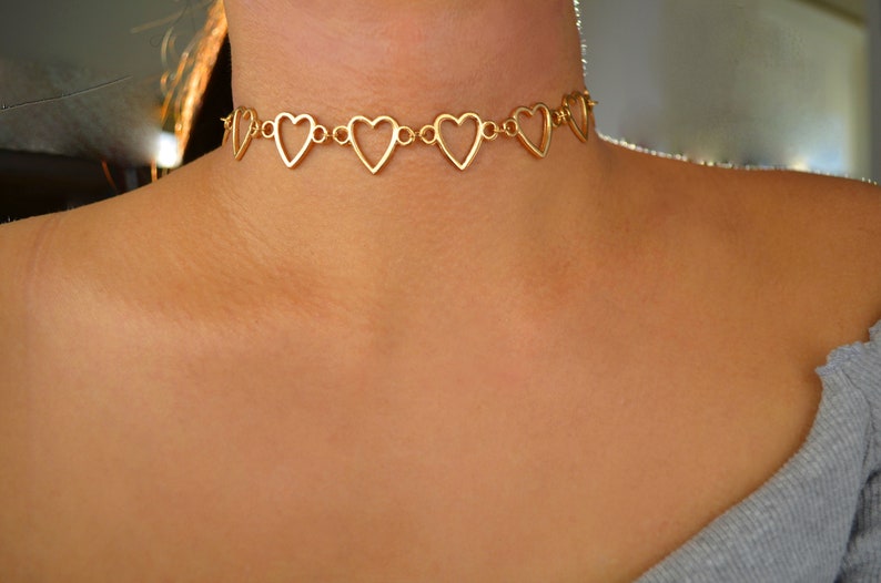 Gold Hearts Choker / Heart Choker / Lolita Choker / Heart Etsy