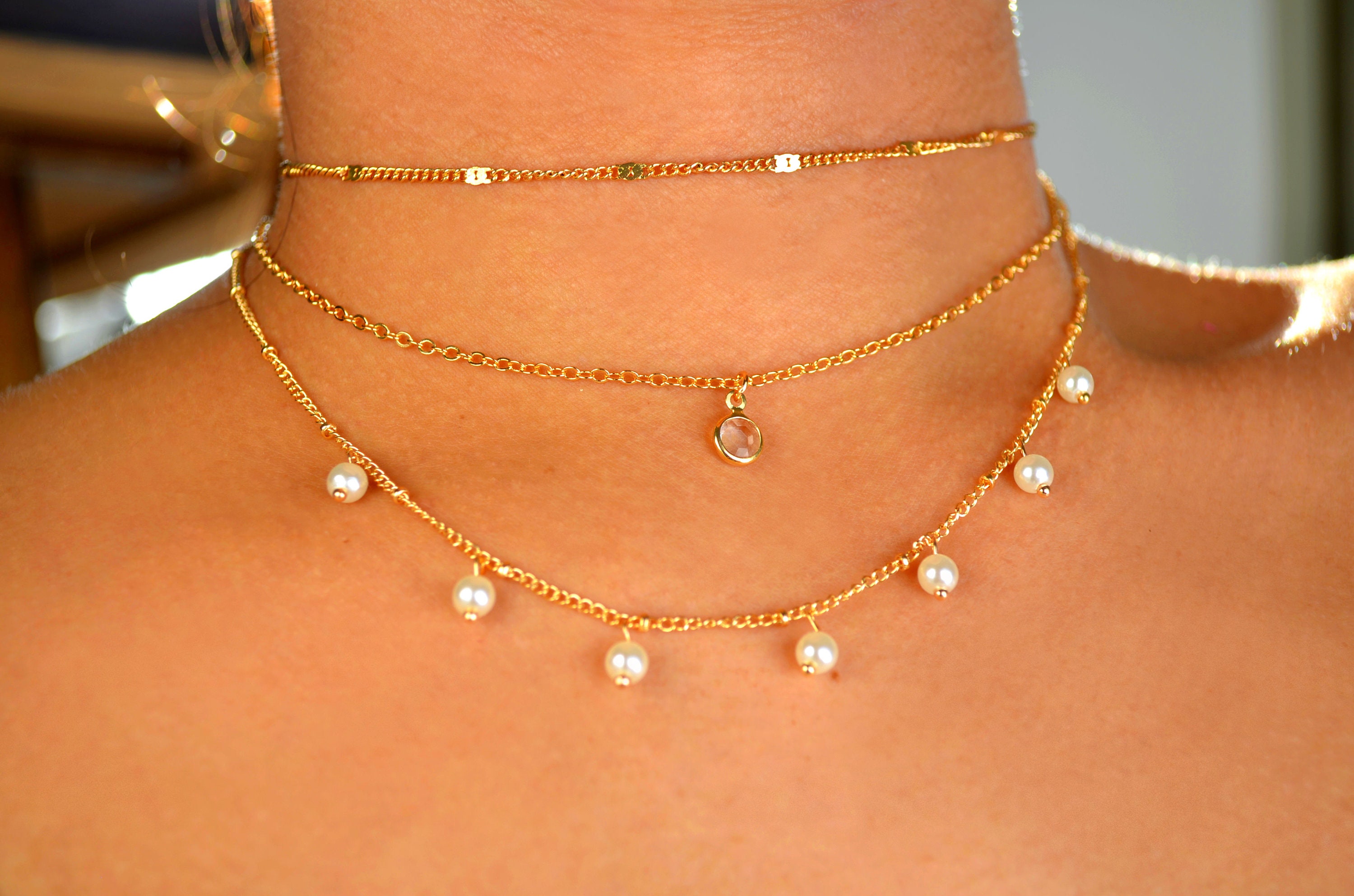 Pearl Choker Set / Pearl Choker / Dangle Choker / Pearl Choker Etsy