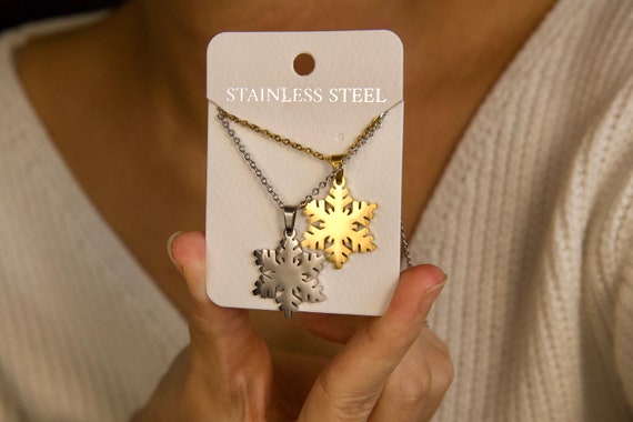 Collana con ciondolo fiocco di neve in acciaio inossidabile all