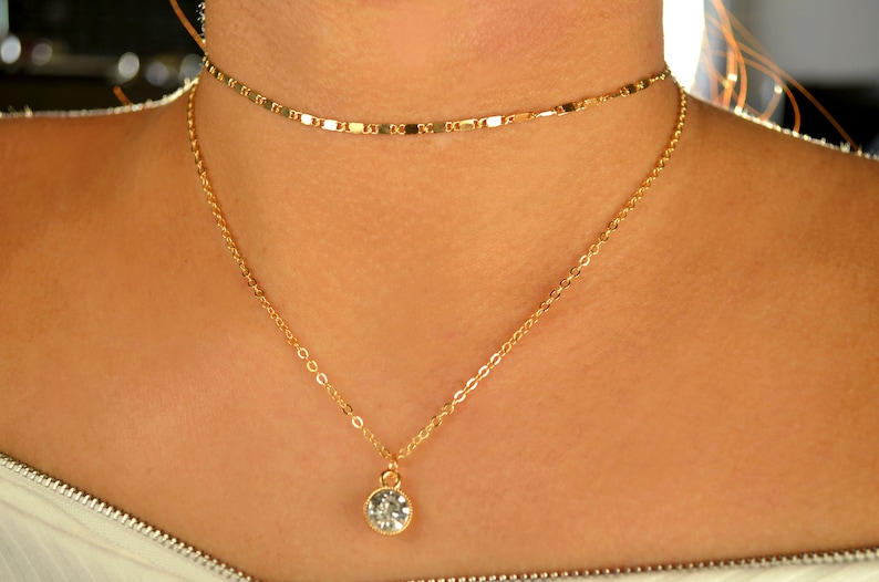Gold Cz Choker / Gold Choker Necklace / Diamond Necklace / Etsy