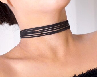 Collana Choker In Velluto Nero A Doppio Strato – Stile Boho, Pelle Scamosciata, Gioiello Trendy Per Donna E Ragazza