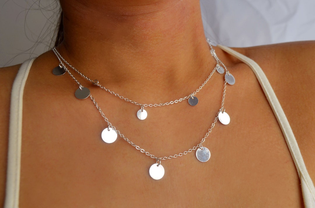 Silver Coins Necklace Set / Silver Coin Necklace / Coin Necklace Silver ...
