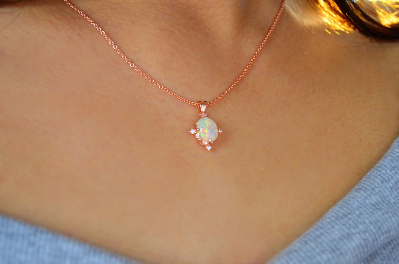 Rose Gold Opal Pendant main image 1