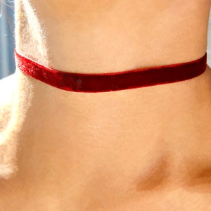 deep red velvet choker necklace, colored velvet multi chokers, gothic velvet burgundy choker, simple thin red choker,red suede romantic gift