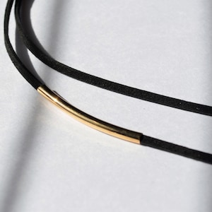 silver or gold bar suede choker / black leather choker / black velvet choker/black suede choker / classy choker / double black choker image 3