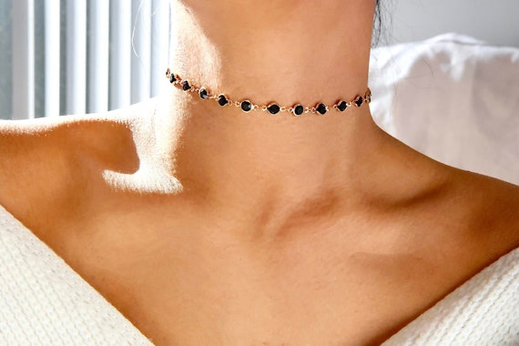 DaintyBlack Layered Rhinestone Necklace DaintyBlack Layered Rhinestone Necklace