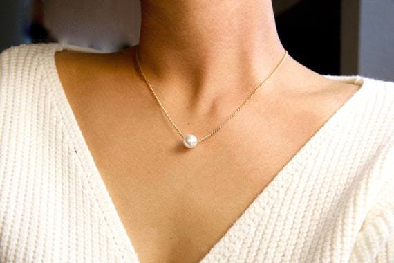 Floating Pearl Necklace on Gold | Purity Pearls