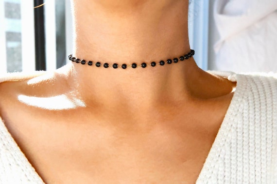 Black stone choker necklace deals