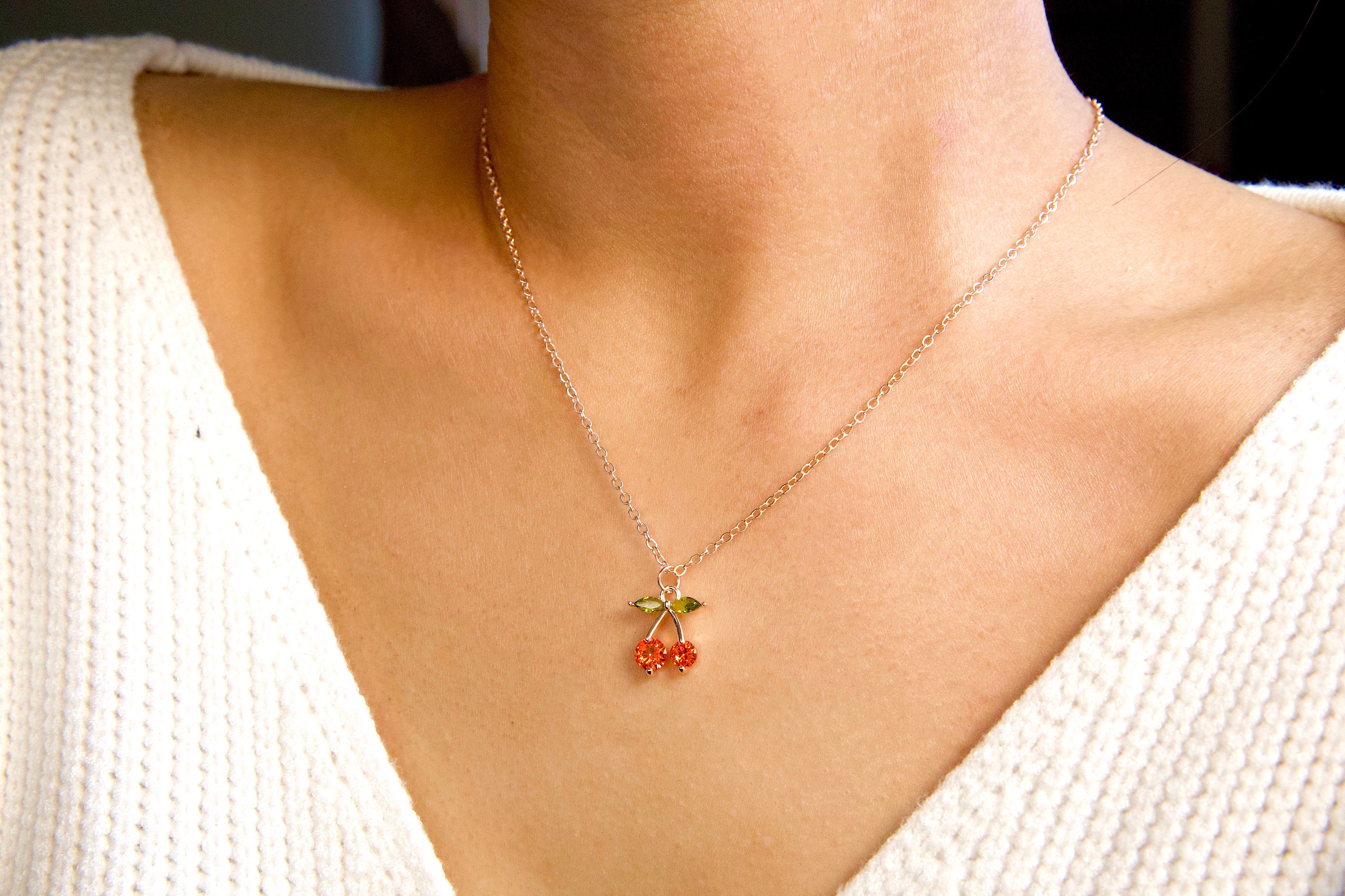 [ReinSein]ACC★CHERRY CHRISTMAS NECKLACE RHINESTONE CHERRIES NECKLACE – Gunner and Lux
