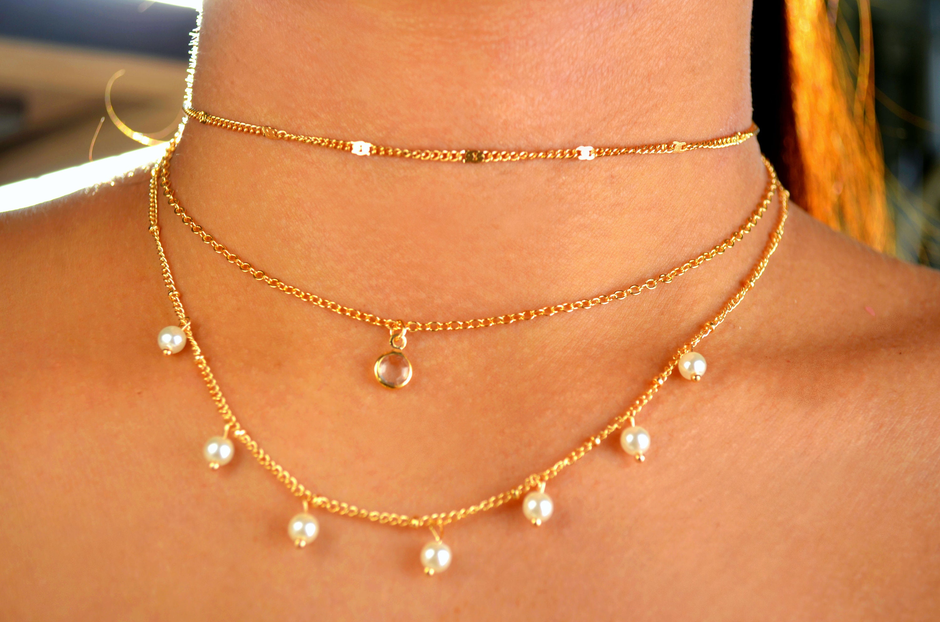 Pearl Choker Set / Pearl Choker / Dangle Choker / Pearl Choker Etsy