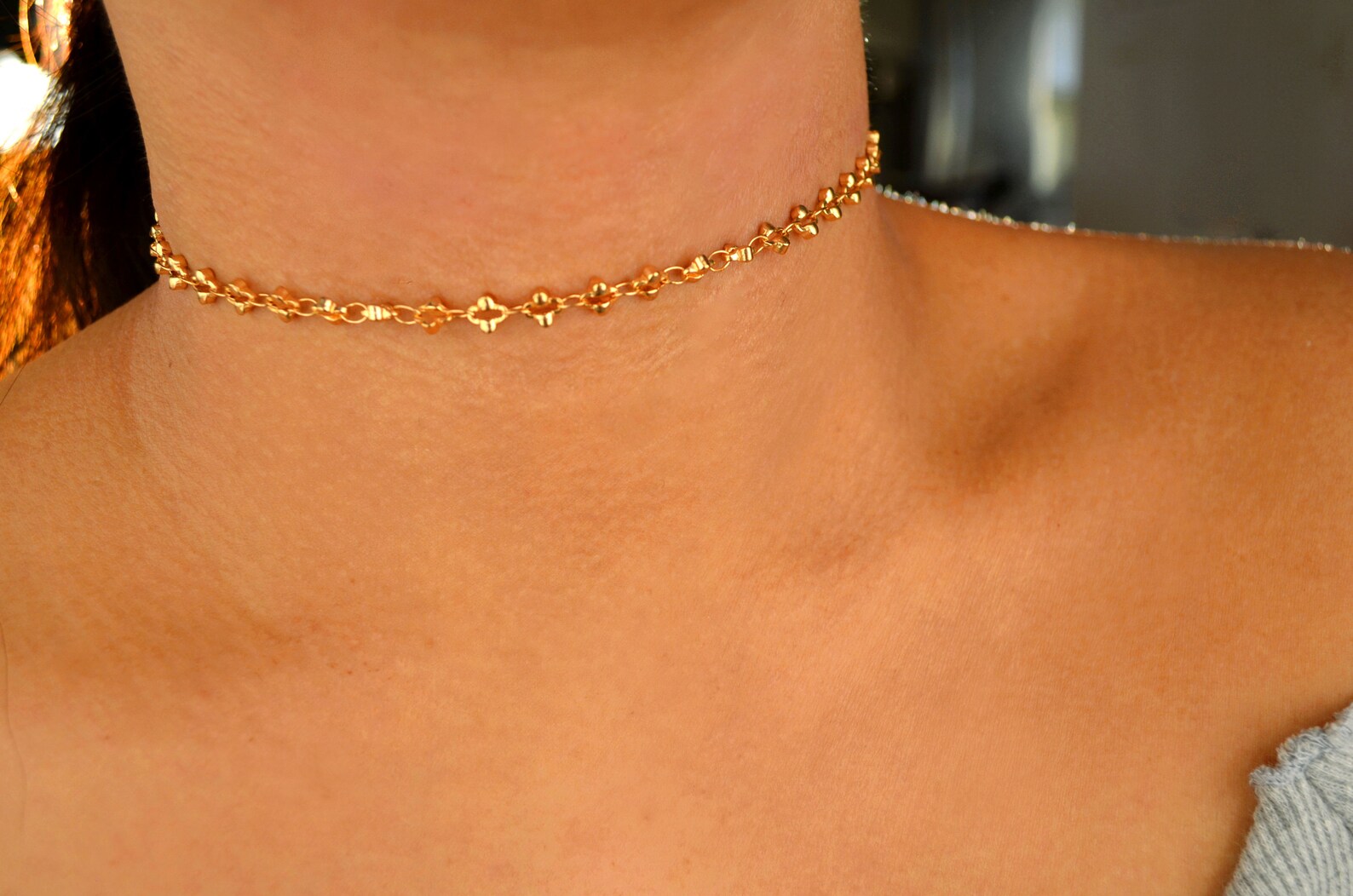 Gold Choker Chain / Simple Gold Choker / Gold Choker / Dainty Etsy