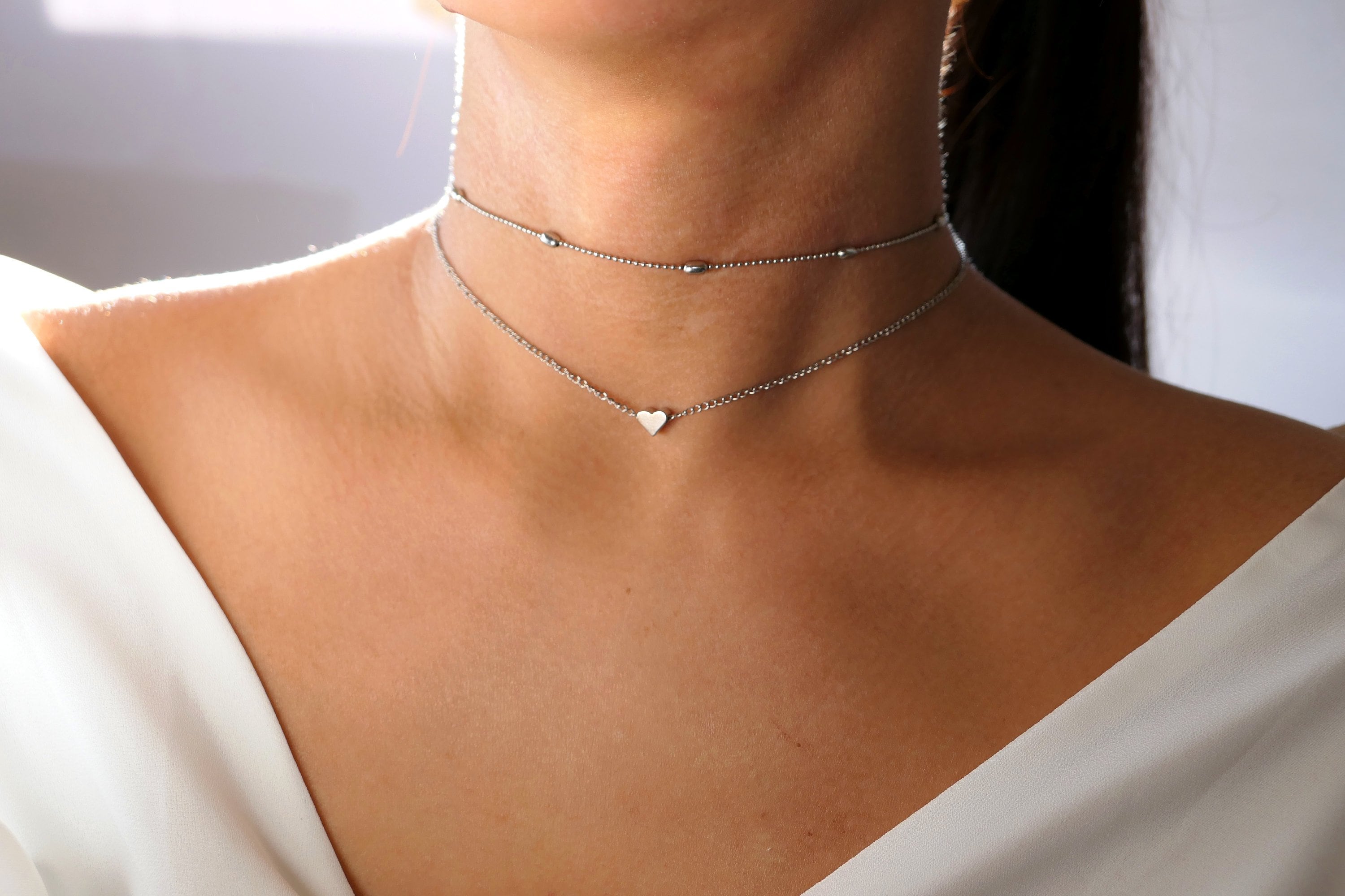 Cute silver chokers best sale