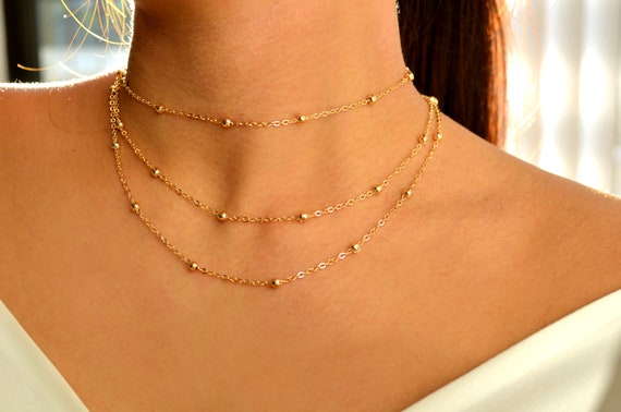 Silver or Gold Multi Layer Necklace Set Gold Layered Necklace