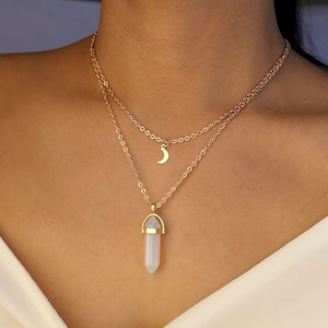 4 STYLES / opalite crystal necklace / opal crystal necklace / opal crystal jewelry / quartz necklace / opal bullet necklace/opalite necklace image 9