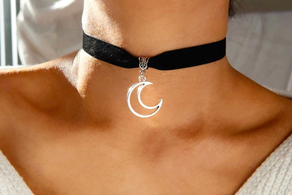 Witch Accessories Women 90s Choker Necklace Chokers Gothic Miss Crescent  Moon