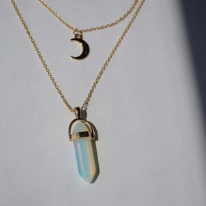 4 STYLES / opalite crystal necklace / opal crystal necklace / opal crystal jewelry / quartz necklace / opal bullet necklace/opalite necklace image 7
