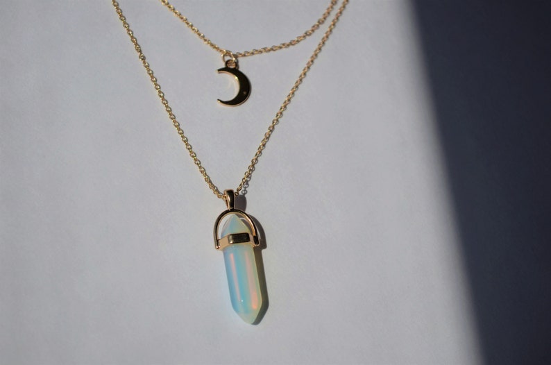 4 STYLES / opalite crystal necklace / opal crystal necklace / opal crystal jewelry / quartz necklace / opal bullet necklace/opalite necklace image 7