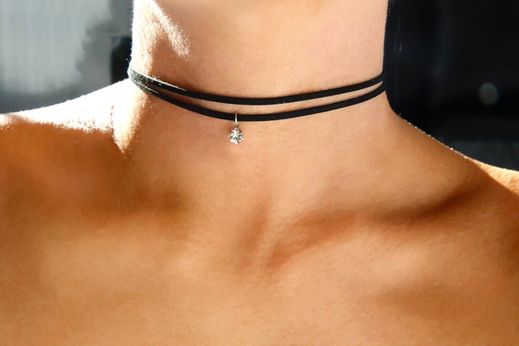 Black choker sale necklace with charm