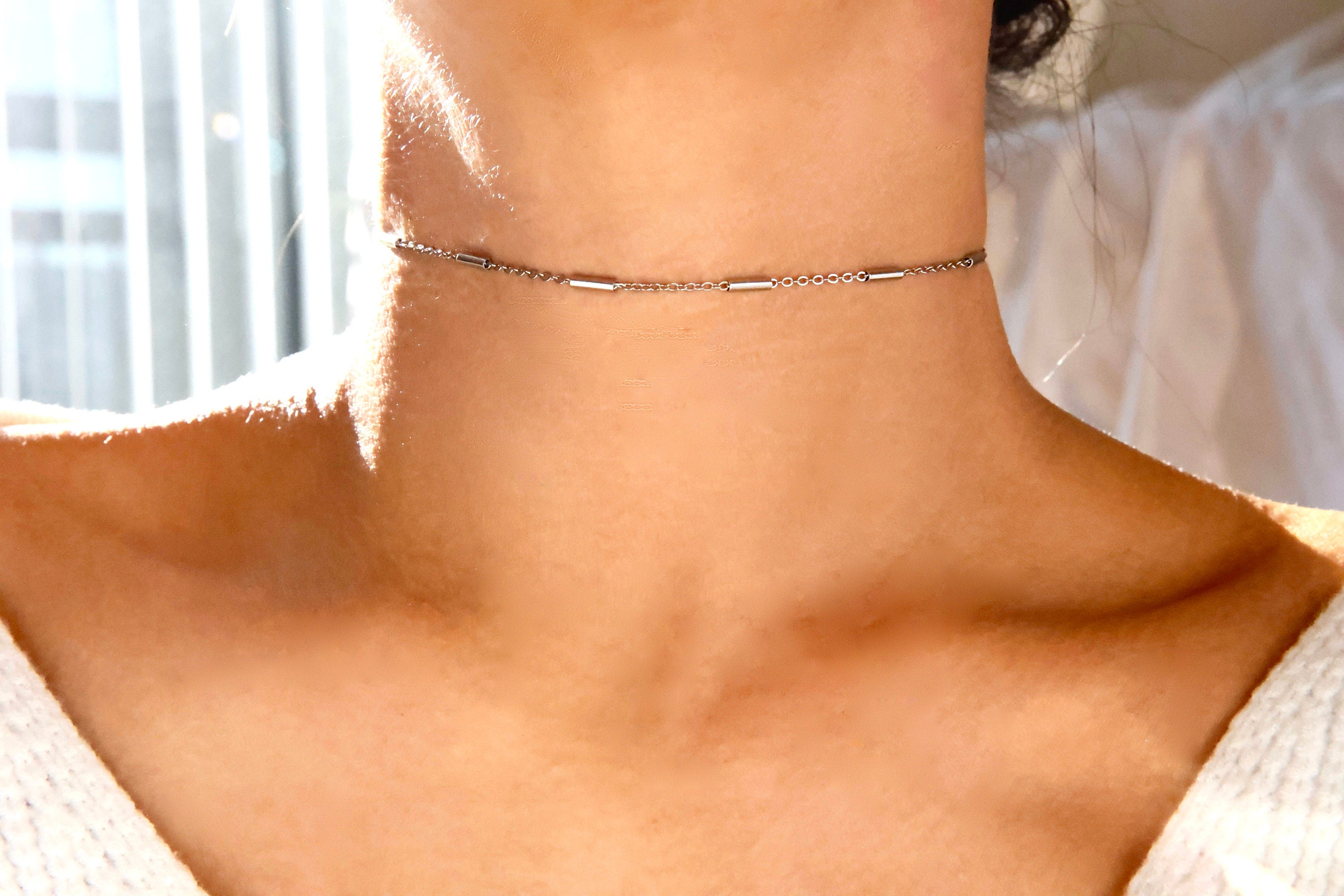 stainless thin choker silver 3350