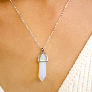 4 STYLES / opalite crystal necklace / opal crystal necklace / opal crystal jewelry / quartz necklace / opal bullet necklace/opalite necklace image 8