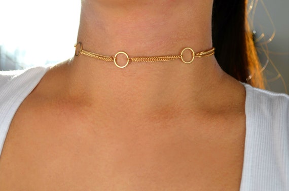 Gold Choker Necklace for Women, Dainty Choker Necklace, Gold Chain Choker,  Gold Choker Necklace, Women Choker Necklace, Layered Choker 294 