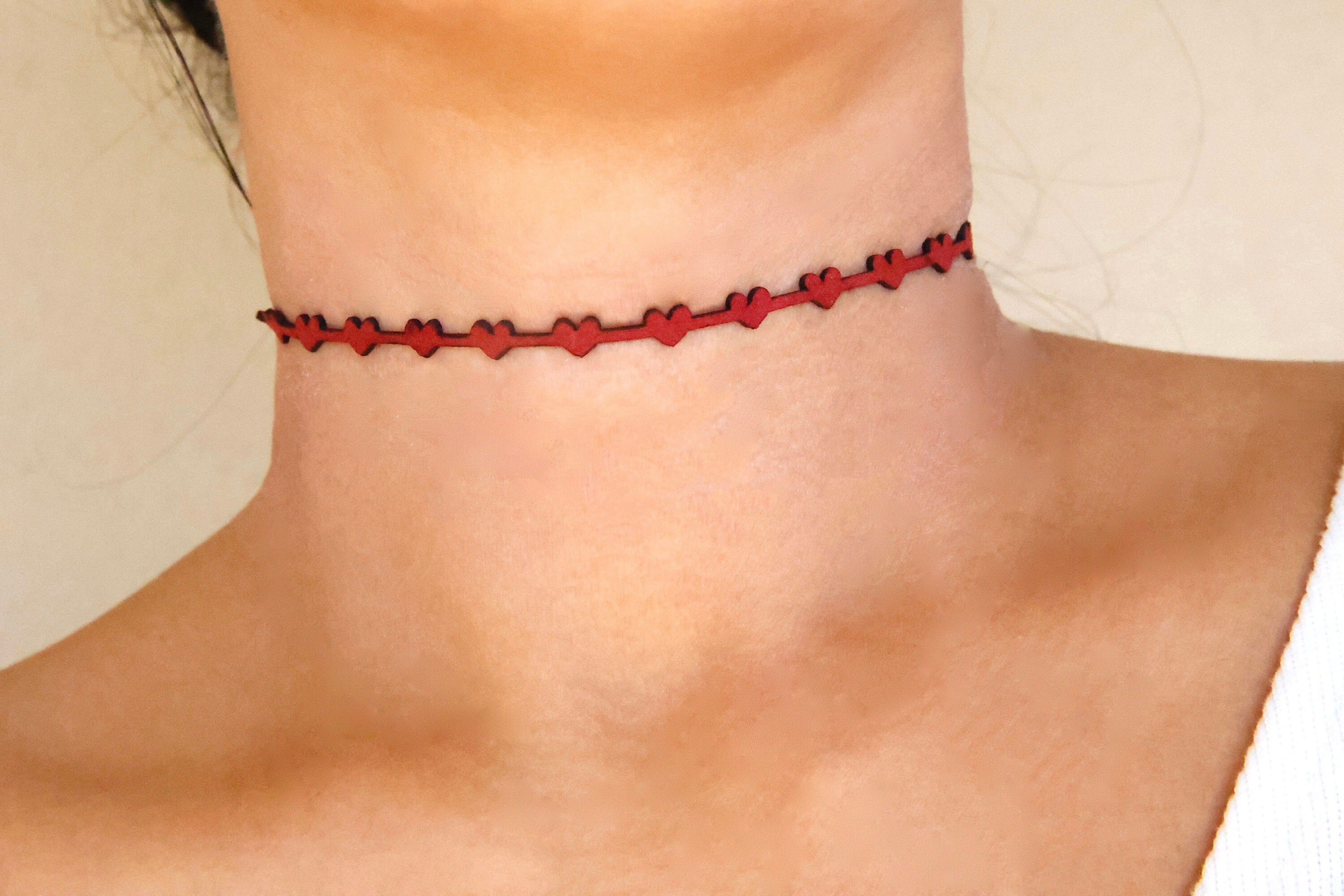 Red Choker/Thick Red Chokers/ Spring Necklace/Glittery Choker/ SpringChoker/Glitter Choker/Large Red Choker/RedAdjustable