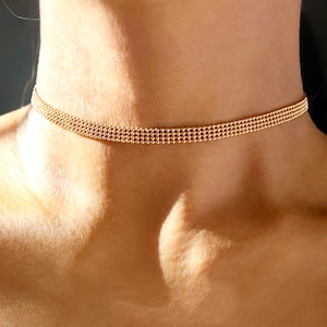 gold choker necklace / gold simple choker necklace / gold satellite chain choker / gold classy choker necklace / gold minimal choker / gift