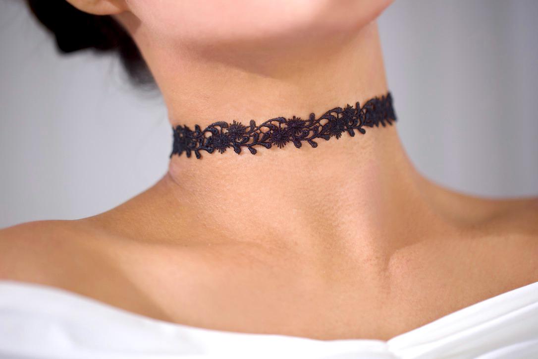 トップス ANDMARY Fleur choker layered tops black ANDMARY】Fleur