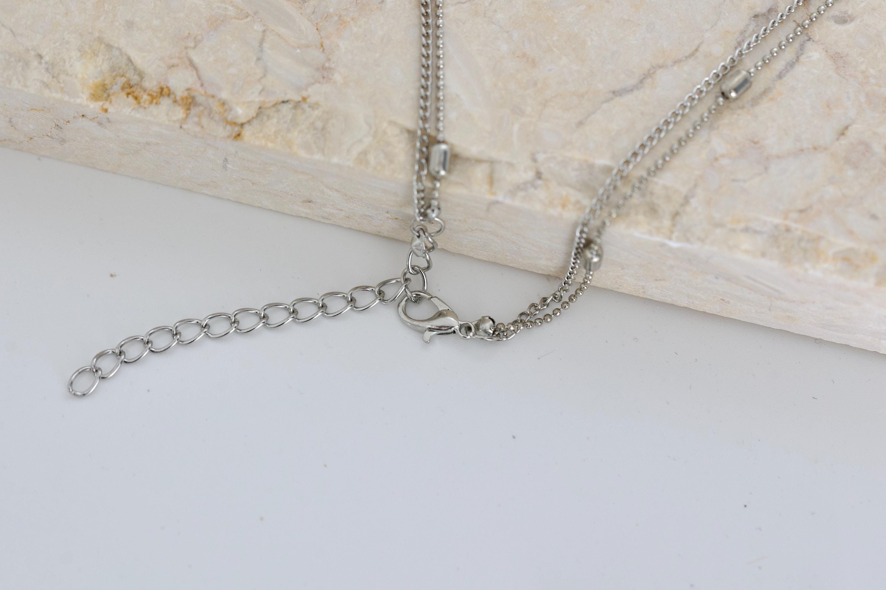 MenYiYDS Collana con cuore in 2 pezzi girocollo delicato in argento sterling con ciondolo in cristallo