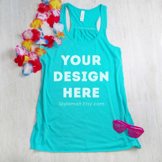 Tank Top Mockup Bella Canvas Teal Flowy Racerback