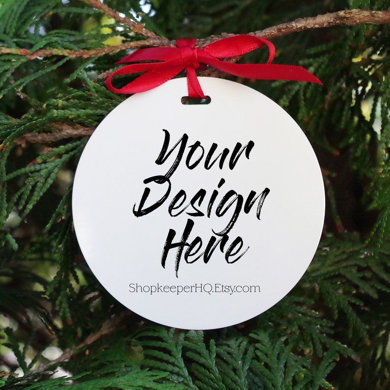 Download Round Aluminum Christmas Ornament Mockup JPEG Image ...
