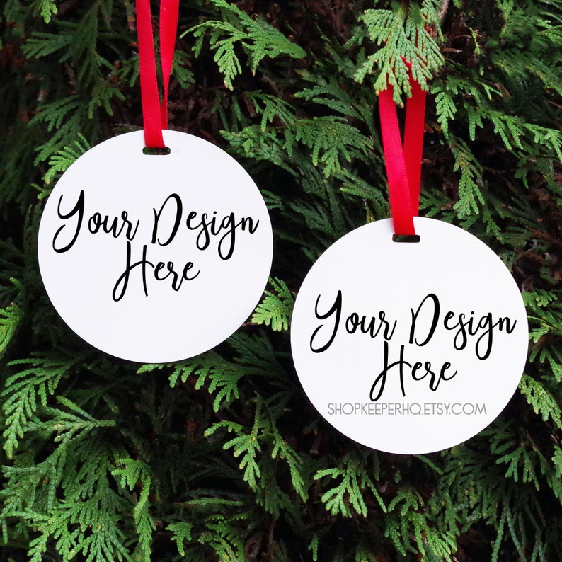 Double Sided Round Aluminum Christmas Ornament Mockup JPEG | Etsy