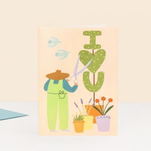 Ik hou van je tuinman kaart | Jubileum | Valentijnsdag | Topiary | Romantisch | Liefdeskaart met tuinthema | Bloemenkaart | Tuinieren