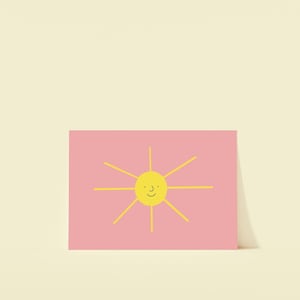 Impressão de cartão postal de sol feliz | Impressão mini A6 | Impressão de arte infantil colorida | Impressão de berçário | Arte da natureza