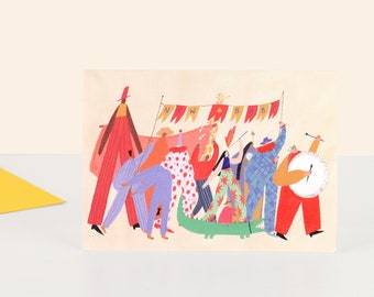 Circus Parade New Baby Card | Congratulations | Unisex Baby | Congratulations | Welcome Baby | Hello Baby | Cute Circus Card | Neutral