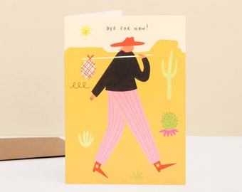 Cowboy Bye For Now Card | Desert Card | Goodbye | Farewell Card | New Job | Illustrated Card | See You Later | New Adventures | Travelling