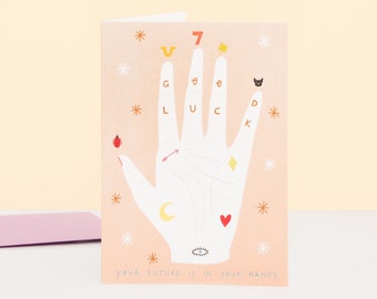 Palmistry Good Luck Card | Lucky Charms Card | Witchy Card | Best of Luck | New Job | New Adventures | Palm Reader Card | Bright Future Card