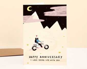 Bikers Anniversary Card | Love Card | Wedding Anniversary | Anniversary Cards | Motorbike Card | Romantic Couple | Alternative Anniversary