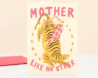 Mother Like No Other Card | Mother’s Day Card | Mum Birthday Card | Unique Mum Card | Cool Mum | Strong Mum Card | Tiger | Circus