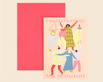 Time To Celebrate Congratulations Card | Dance Party Card | Achievement Card | Well Done | Passed Exams | Driving Test | Graduation | Job