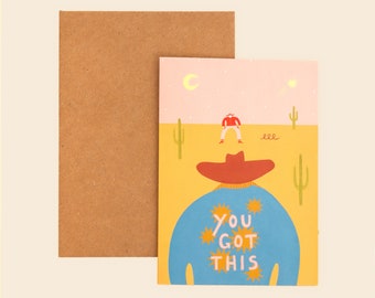 Fast Draw Cowboy You Got This Card | Motivational Card | Encouragement Greeting Card | Western Cowboy Card | Support Card | Good Luck Card