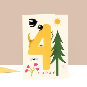 Age 4 Birthday Card | Number Card | Kids Birthday Card | Four Birthday Card | Unisex Childrens Birthday Card