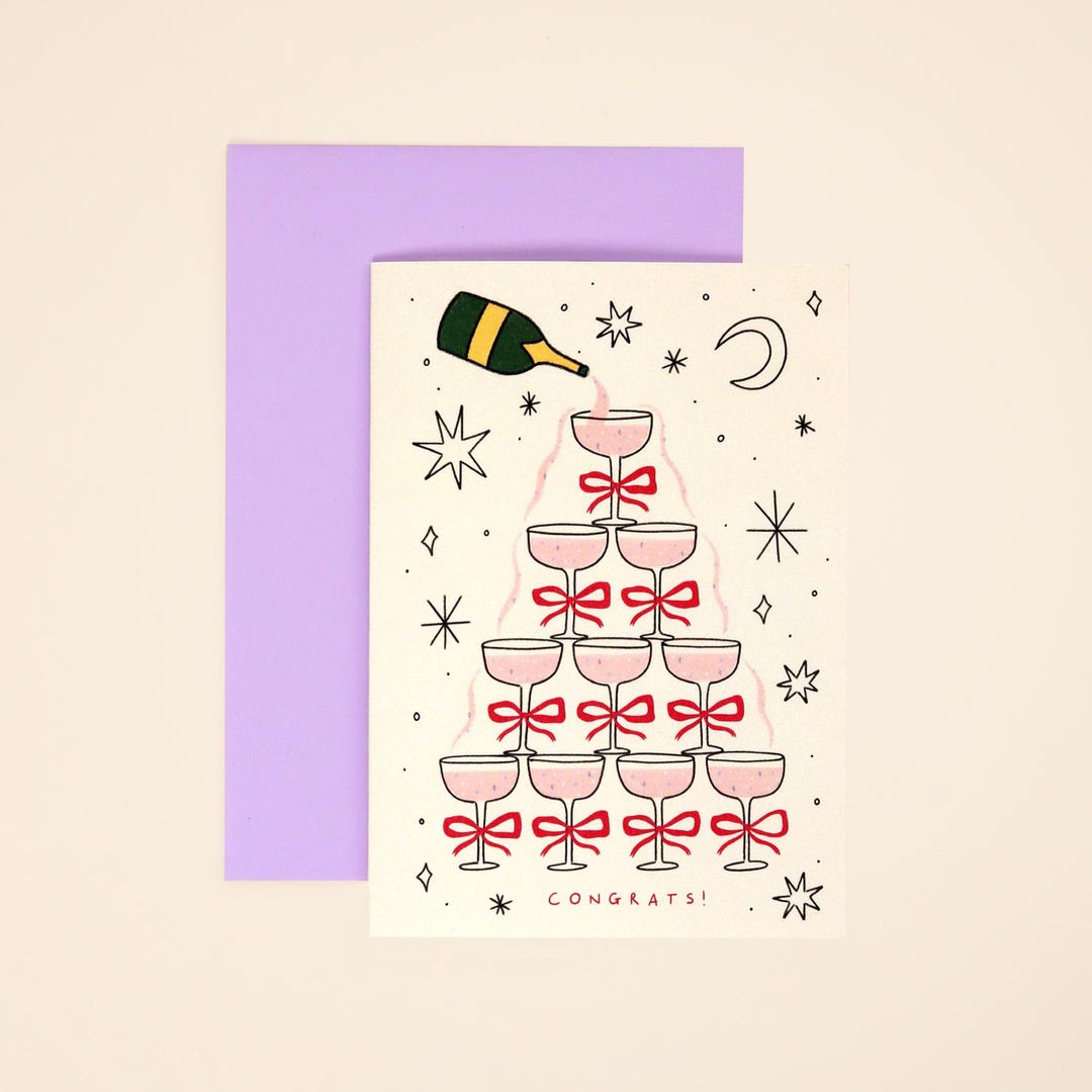Champagne Congratulations Card, Engagement Wedding or New Job Card ...