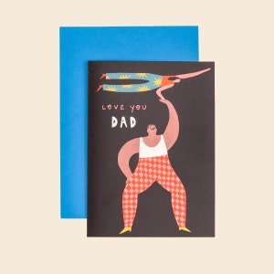 Love You Dad Card Father's Day Dad Birthday Circus Dad Strong Man Card ...