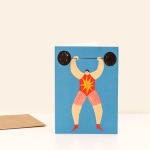 de voeux pour homme fort | Fête des pères | Carte d'anniversaire masculine | Haltérophilie | Homme musclé | Salle de sport | Homme de cirque | Culturiste | Haltérophilie